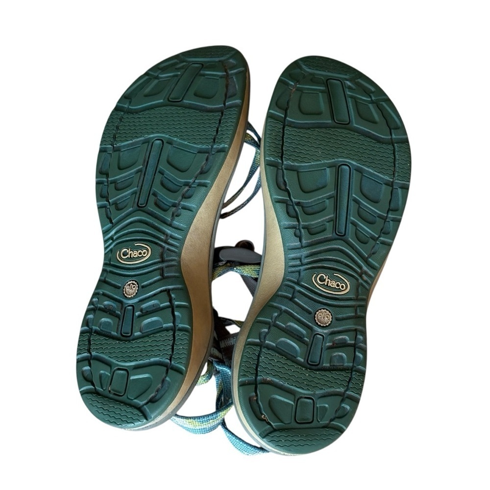 Chaco Z Cloud X2 Aqua Green Blue Toe Thong Sandals Size 9 Womens - Picture 7 of 8